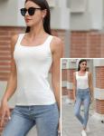 BQTQ 5 Pack Square Neck Tank Tops for Women Sleeveless Ladies Tank Tops with Square Neck Womens Undershirt Tank Tops, L