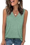WIHOLL Tank Top for Women Cute Summer Tops Womens T Shirts Flowy Spring Tops Basic V Neck Tops Sleeveless Shirts M