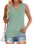 WIHOLL Tank Top for Women Cute Summer Tops Womens T Shirts Flowy Spring Tops Basic V Neck Tops Sleeveless Shirts M
