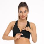 Women's Zip Front Sports Bra - Wireless, Padded, Post-Surgery, Racerback, Workout & Yoga Bra Top 2 Pack