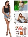 BQTQ 5 Pack Square Neck Tank Tops for Women Sleeveless Ladies Tank Tops with Square Neck Womens Undershirt Tank Tops, L