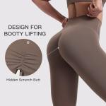 ENERBLOOM Women's Workout Leggings Yoga Pants No Front Seam 25"/28" High Waisted Hidden Scrunch Butt Athletic Gym Tights 25" Coffee XX-Large