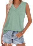 WIHOLL Tank Top for Women Cute Summer Tops Womens T Shirts Flowy Spring Tops Basic V Neck Tops Sleeveless Shirts M