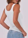 ANRABESS Womens Sleeveless Scoop Neck Tank Top Ribbed Fitted Summer Basic Slim Cute Tops 2026 White Medium