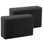 EXERZ Yoga Blocks 2 pack, Gym Blocks, Exercise Workout Fitness Bricks, Pilates Stretch Handstand Non-Slip (Black 2pcs)