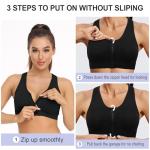Women's Zip Front Sports Bra - Wireless, Padded, Post-Surgery, Racerback, Workout & Yoga Bra Top 2 Pack