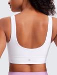 CRZ YOGA Butterluxe Womens U Back Sports Bra - Scoop Neck Padded Low Impact Yoga Clothes Workout Crop Top with Built in Pads White Medium