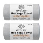 CYCLXY 2 Pack Hot Yoga Towel with Grip Dot，Stickyfiber Yoga Mat Towels Non Slip for Hot Yoga,Absorbent Microfiber Sweat Anti-Slip Cover,Bikram,Pilates,Exercise,Fitness