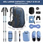Maelstrom Hiking Backpack,Camping Backpack,40L Waterproof Hiking Daypack with Rain Cover,Lightweight Travel Backpack,Blue