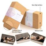 ARLTB Cork Yoga Blocks 2 Pack with Yoga Strap Set 9"x6"x4"