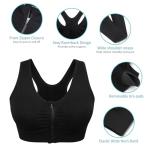 Women's Zip Front Sports Bra - Wireless, Padded, Post-Surgery, Racerback, Workout & Yoga Bra Top 2 Pack