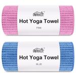 HOMEXCEL Hot Yoga Towels 2 Pack, (26.5" x 72") Non-Slip & Ultra-Absorbent Microfiber Yoga Mat Towels for Hot Yoga, Pilates, Exercise, Fitness, Bikram and Workout, Blue/Pink