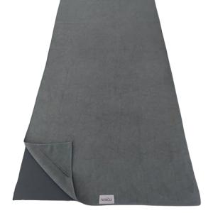 NORCIA Non Slip Yoga Towel with Corner Pockets, Mat-Sized 24"x72", 100% Microfiber Sweat Absorbent, Perfect for Hot Yoga, Bikram, Pilates and More (Grey)