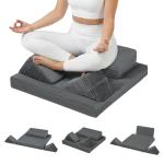 PRIMEPATIO Meditation Cushion, Meditation Pillow for Sitting on Floor, Large Yoga Zabuton Pillows Washable, Zafu Set with 2 Knee Supports, 3 Shapes for Comfortable Sitting, Dark Grey