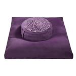 Zafu & Zabuton Meditation Cushion Set - Buckwheat Hull & Memory Foam Pillows, Ergonomic Support for Yoga, Mindfulness - Organic Velvet Cover, Large Size, Durable Comfort (Purple)
