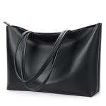 KALIDI Tote Bag Zipper Shoulder Bag Faux Leather Purses Satchel for Women Casual Handbag Work Dating College, Black