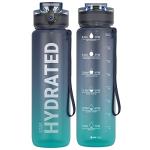 Sahara Sailor Water Bottle 32oz, Durable and Leakproof Water Bottles Motivational with Time Marker, Tritan, BPA Free, Wide Mouth with Easy Clean Brush for Gym, Travel, Home, School, Office (1 Bottle)