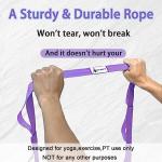 Stretching Strap Yoga Strap with Loops, Stretch Straps for Physical Therapy, Non-Elastic Exercise Strap for Pilates, Dance and Gymnastics with Workout Guide (Purple)