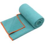 Eunzel Hot Yoga Towel - Microfiber Non Slip Yoga Mat Towel with Grip Dot Sweat Absorbent Towel for Hot Yoga, Pilates and Fitness 72" x 24", Dark Cyan/Orange