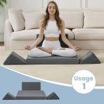 PRIMEPATIO Meditation Cushion, Meditation Pillow for Sitting on Floor, Large Yoga Zabuton Pillows Washable, Zafu Set with 2 Knee Supports, 3 Shapes for Comfortable Sitting, Dark Grey