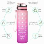 Enerbone Water Bottle, Leakproof BPA & Toxic Free, Motivational Water Bottle with Times to Drink and Straw, Fitness Sports Water Bottle with Strap for Office, Gym, Outdoor Sports