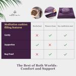 Zafu & Zabuton Meditation Cushion Set - Buckwheat Hull & Memory Foam Pillows, Ergonomic Support for Yoga, Mindfulness - Organic Velvet Cover, Large Size, Durable Comfort (Purple)