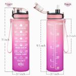 Enerbone Water Bottle, Leakproof BPA & Toxic Free, Motivational Water Bottle with Times to Drink and Straw, Fitness Sports Water Bottle with Strap for Office, Gym, Outdoor Sports