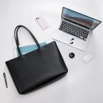 KALIDI Tote Bag Zipper Shoulder Bag Faux Leather Purses Satchel for Women Casual Handbag Work Dating College, Black