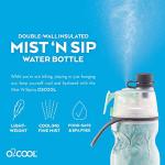 O2COOL Mist 'N Sip Misting Water Bottle 2-in-1 Mist And Sip Function With No Leak Pull Top Spout Reusable Sports Water Bottle - 20 oz (Yoga Mint)