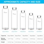 Ryaco Borosilicate Glass Water Bottle 33oz/1L/1000ml BPA-Free Leak Proof Ideal for School Home Office Travel Sport Yoga Gym Hot Cold Drinks with Portable Neoprene Carrying Sleeve and Sponge Brush