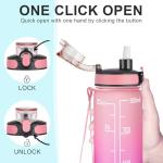 Enerbone Water Bottle, Leakproof BPA & Toxic Free, Motivational Water Bottle with Times to Drink and Straw, Fitness Sports Water Bottle with Strap for Office, Gym, Outdoor Sports