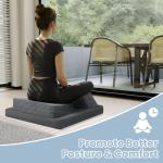 PRIMEPATIO Meditation Cushion, Meditation Pillow for Sitting on Floor, Large Yoga Zabuton Pillows Washable, Zafu Set with 2 Knee Supports, 3 Shapes for Comfortable Sitting, Dark Grey