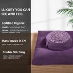 Zafu & Zabuton Meditation Cushion Set - Buckwheat Hull & Memory Foam Pillows, Ergonomic Support for Yoga, Mindfulness - Organic Velvet Cover, Large Size, Durable Comfort (Purple)