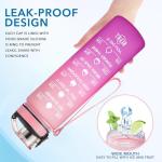 Enerbone Water Bottle, Leakproof BPA & Toxic Free, Motivational Water Bottle with Times to Drink and Straw, Fitness Sports Water Bottle with Strap for Office, Gym, Outdoor Sports