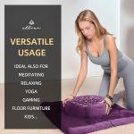 Zafu & Zabuton Meditation Cushion Set - Buckwheat Hull & Memory Foam Pillows, Ergonomic Support for Yoga, Mindfulness - Organic Velvet Cover, Large Size, Durable Comfort (Purple)