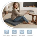 PRIMEPATIO Meditation Cushion, Meditation Pillow for Sitting on Floor, Large Yoga Zabuton Pillows Washable, Zafu Set with 2 Knee Supports, 3 Shapes for Comfortable Sitting, Dark Grey