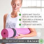 Gaiam Yoga Mat Strap Slap Band - Keeps Your Mat Tightly Rolled and Secure with One Snap - Strong Clasp for Yoga Mat Storage and Travel - Fits Most Size Mats (20"L x 1.5"W), Black
