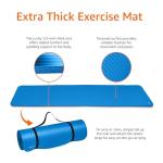 Amazon Basics 1/2 Inch Extra Thick Exercise Yoga Mat with Carrying Strap for Home Workouts and Fitness, Non-Slip, Cushioned Support, 74" x 24" x 0.5", Blue