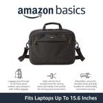 Amazon Basics Laptop Carrying Case with Shoulder Strap and Handle, Large Capacity, 15.6 in, Black