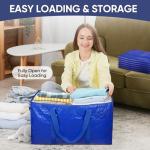 TICONN 6 Pack Extra Large Moving Bags Heavy Duty with Zippers & Carrying Handles, Durable Storage Bags Moving Boxes for Closet Organizers and Storage (6 Pack, Blue)