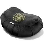 Hihealer Premium Meditation Cushion - Comfortable Floor Pillow for Adult Traditional Crescent Meditation Pillow Yoga Buckwheat Bolster (Black)