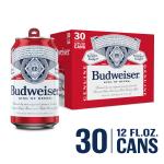 Budweiser American Lager Beer 30 pack 12 fl oz Aluminum Cans 5% ABV