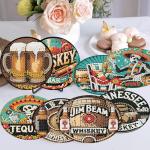 Set of 8 Halloween Beer Coasters with Cork Backing