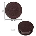 Set of 6 Faux Leather Coasters with Stand