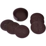 Set of 6 Faux Leather Coasters with Stand