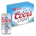 Coors Light American Beer, 36 Pack, 12 fl oz Aluminum Cans, 4.2% ABV