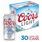 Coors Light American Beer, 30 Pack, 12 fl oz Aluminum Cans, 4.2% ABV