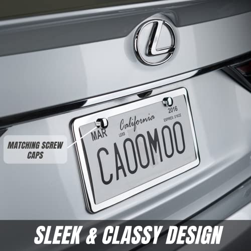 Stainless Steel License Plate Frames with Chrome Caps