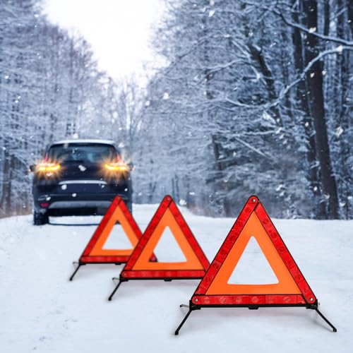 Triple Emergency Warning Triangle Reflector Set, 3-Pack