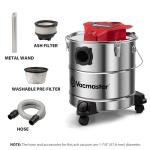 Vacmaster 5-Gallon Stainless Steel Ash Vacuum - Red